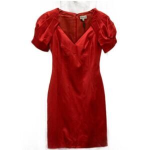 NWOT Karen Millen red satin pleated dress sz: 8